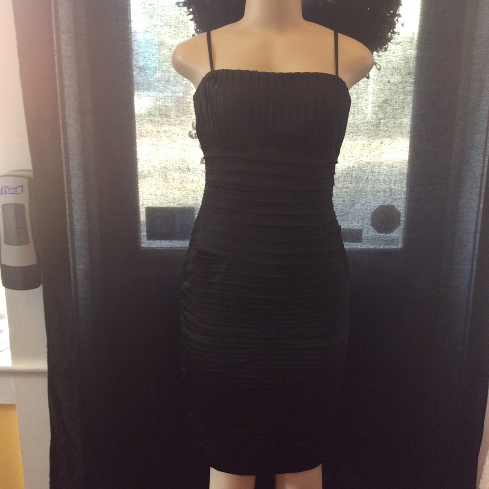 Calvin Klein black pleated cocktail dress